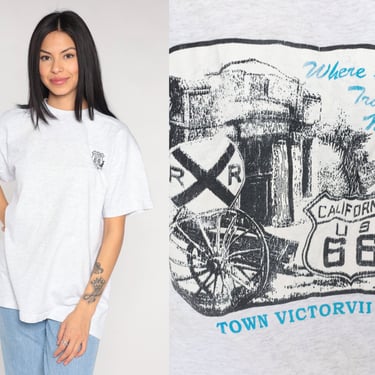 Route 66 Shirt 90s Old Town Victorville T-Shirt California Graphic Tee Tourist Travel Travel Road Trip Vintage 1990s Medium Large 