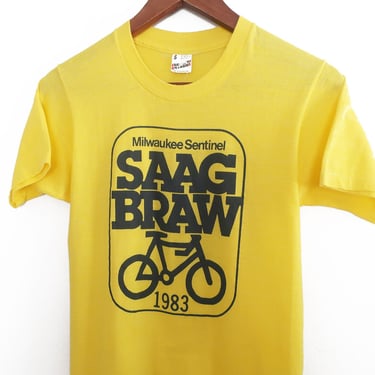 vintage bike shirt / 80s t shirt / 1980s Milwaukee SAAG BRAW bicycle tour t shirt XS 