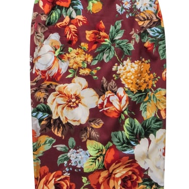 Dolce & Gabbana - Burgundy Floral Print Skirt Sz 2