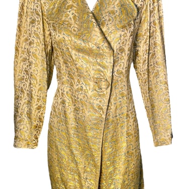 1930s Gold Lame Coat w/Woven Parrot Motif