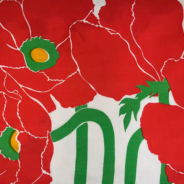 vintage red poppy pillowcase bold op-art floral vintage bed linen 