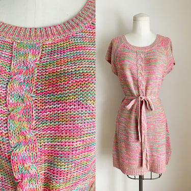 Vintage Neon Rainbow Sweater Dress / S-M 