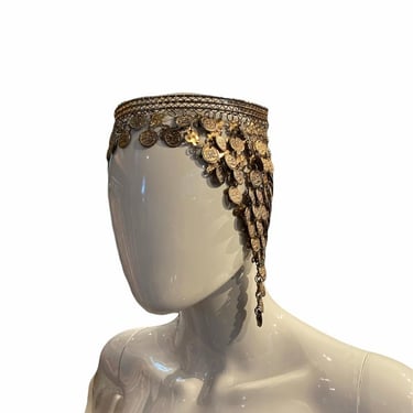 1970'S Chain Mail Coin  Arabian Headpiece Hat 
