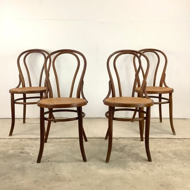 Vintage Bentwood & Cane Cafe Chairs- Set of Four 