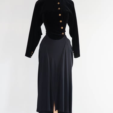 Wicked Vintage Karl Lagerfeld 40's Inspired Femme Fatale Evening Dress made in France / M