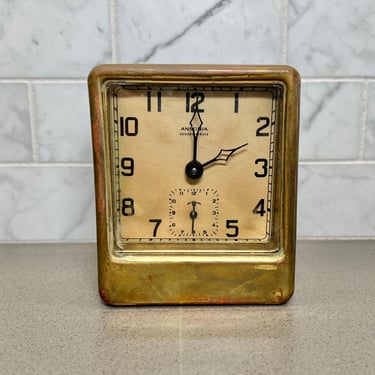 1920s Ansonia Square Pirate Brass Alarm Clock, Nicely Working 