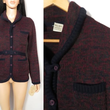 Vintage 80s Deadstock Liz Claiborne Marbled Wool Cardigan Size M 