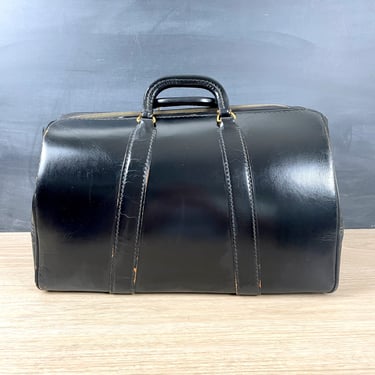 Doctor-style cow hide leather bag - vintage weekender satchel 