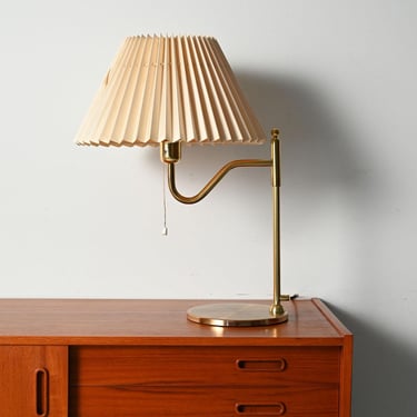 Swedish Brass Table Lamp with Pleated Shade – Nya ÖIA “B103” (1950s–60s) 