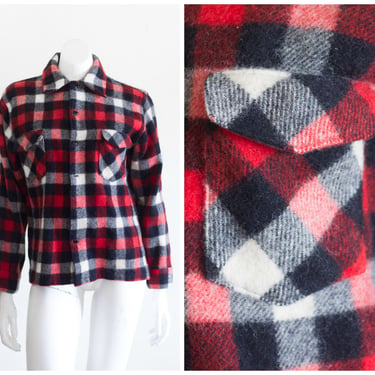 Vintage 1950s Plaid Wool Shirt Jacket from Merrill Woolen Mills 