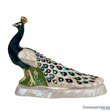 Mid-Century Hollywood Regency Porcelain Peacock TV Table Lamp