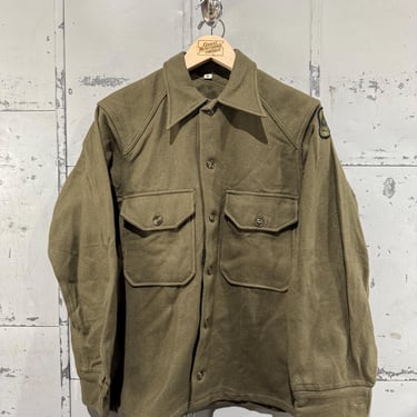 Vintage 1950s M51 Wool Field Shirt Korean War US Army OG 108 Olive Green Deadstock 
