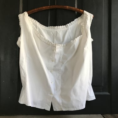 French White Cache Corset, Cotton Camisole, Broderie Anglaise, Bodice, Summer Blouse, Antique 