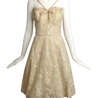 BRANELL- 1960s Ivory Lace Party Dress, Size 2