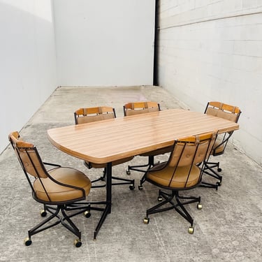 Kitchen Laminate Dining Set / 5 Chairs / 2 Leaves