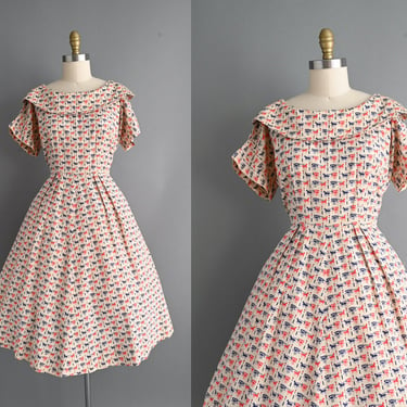 vintage 1950s Carriage Horse Novelty Print Dress - Large 