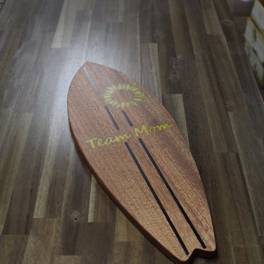 Surfboard with Custom Engraving - Handmade epoxy solid wood 