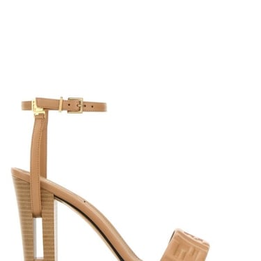 Fendi Woman Camel Leather Delfina Sandals