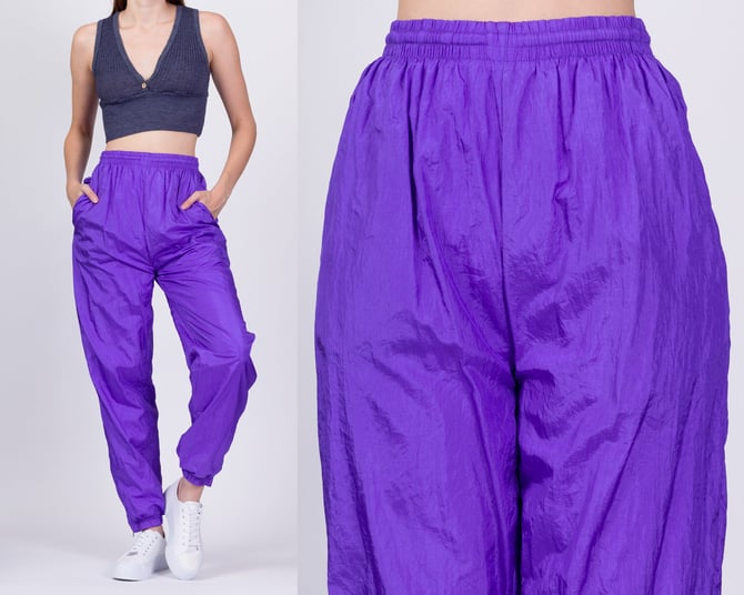 80s Purple Jogger Track Pants - Small to Medium, Vintage