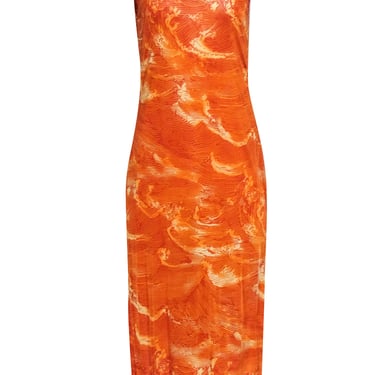 Escada Sport - Burnt Orange Abstract Print Sleeveless Maxi Dress Sz 8