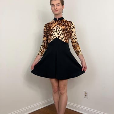 60s Leopard print mini dress 