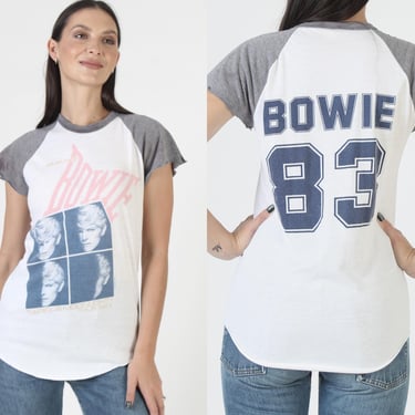 1983 David Bowie T Shirt, Serious Moonlight Concert Tee, 80s Ziggy Stardust Glam Rock, White 50 50 Shirt 