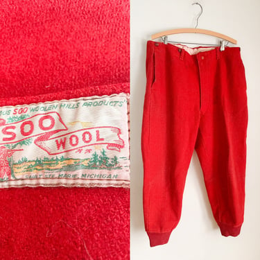 Vintage 1940s Soo Wool Snow Pants / men's XL 