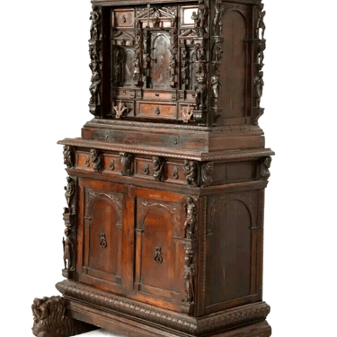 Antique Cabinet, Bambochi Style, Continental Baroque Walnut, Carved, 17-1800's!
