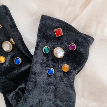 Vintage Jeweled Crushed Velour Gloves 