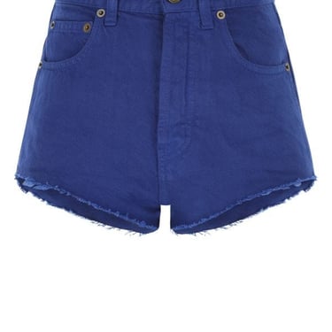 Saint Laurent Woman Electric Blue Denim Shorts