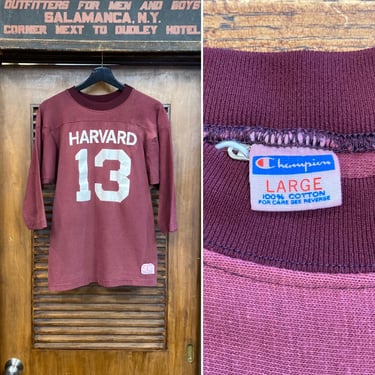 Vintage 1960’s “Champion” Harvard University Athletic Football Sports Jersey T-Shirt, Cotton, Ivy League, Number 13, 60’s Vintage Clothing 