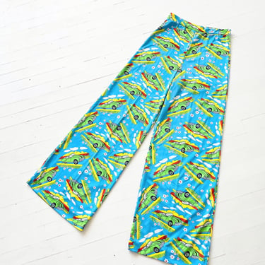 1970s Novelty Car Print Flared Pants 