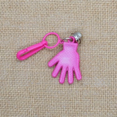 Vintage Bell Charm - Pink Hand - Necklace Charms 80s Plastic Jewelry 