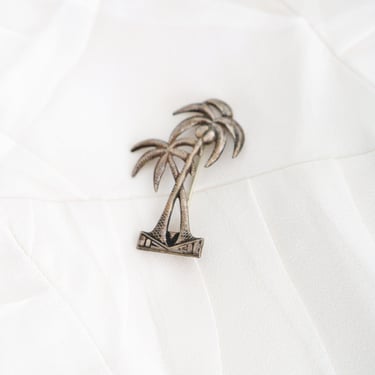 Vintage 1940s sterling silver double palm tree pin brooch 