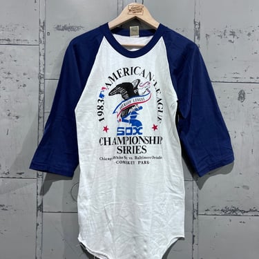 80’s Raglan 1983 white Sox MLB TShirt 3/4 Sleeve Baseball Tee 