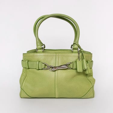 Y2K Coach Purse Leather Green Hand Bag 