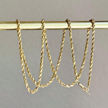 Vintage 14K 585 Yellow Gold Diamond Cut 2mm Rope Chain Necklace Unisex 20.5 In. 