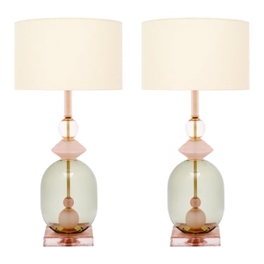 Pink Murano Glass Geometric Lamps