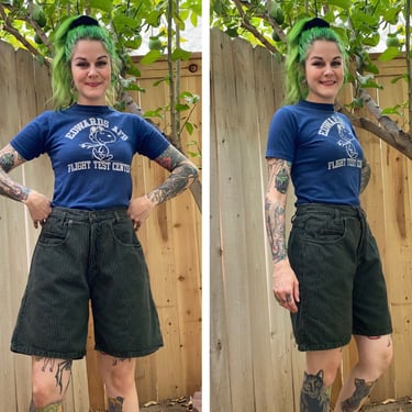 Vintage 1990’s Green Stripes Denim Shorts 