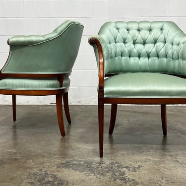 Beautiful Green Tufted Lounge Chair ~ A Pair 