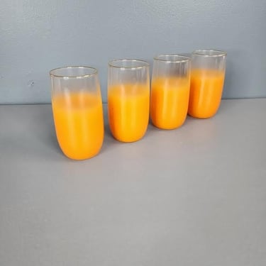 Set of 4 Blendo Frosted Orange Drinking Glasses 