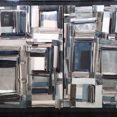 Lousie Nobili Windows of Destiny Contemporary Watercolor Collage in Plexi Signed 
