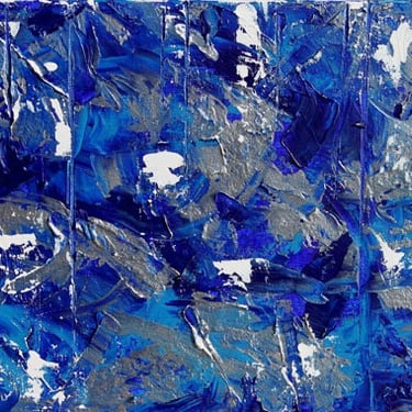 Arctic Original Acrylic Painting Blue Abstract Expressionism Art 11 x 14 by Daneen Rush - Impasto Painting Artwork 