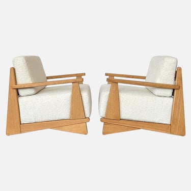 Pair Maison Regain Elm Lounge Chairs