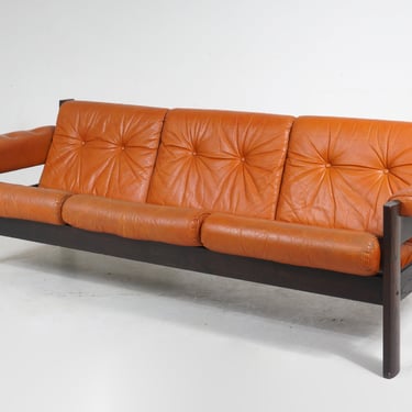 MCM Leather And Rosewood Sofa 