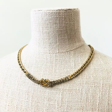 Vintage 15" Rhinestone Knot Choker Necklace 