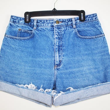 Vintage 1990s High Waist Denim Shorts, Size 34 Waist 