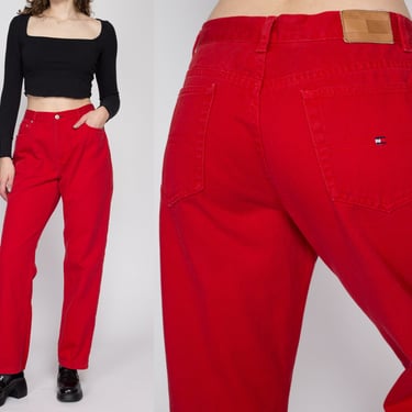 Large 90s Tommy Hilfiger Red High Waisted Jeans 32.5