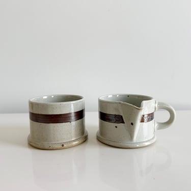 Niels Refsgaard BLT Earthstone Dinnerware: Ceramic Sugar & Creamer Set by Dansk Japan Vintage 1980s 
