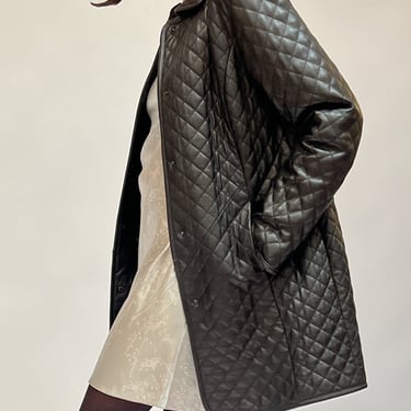 Quilted Black Leather Coat (S/M)